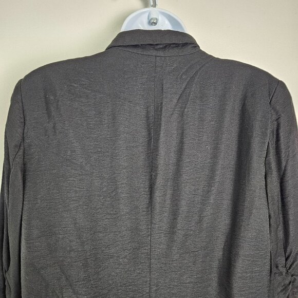 Lauren Conrad Size 12 Womens Black Open-Front Blazer Jacket 3/4 Ruched Sleeves - Picture 4 of 8